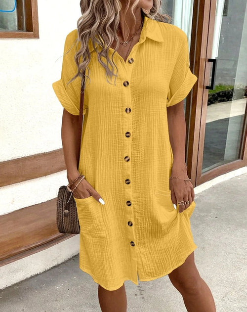 Women’s Vintage V-Neck Linen Dress