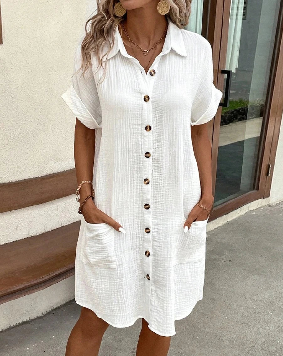 Women’s Vintage V-Neck Linen Dress